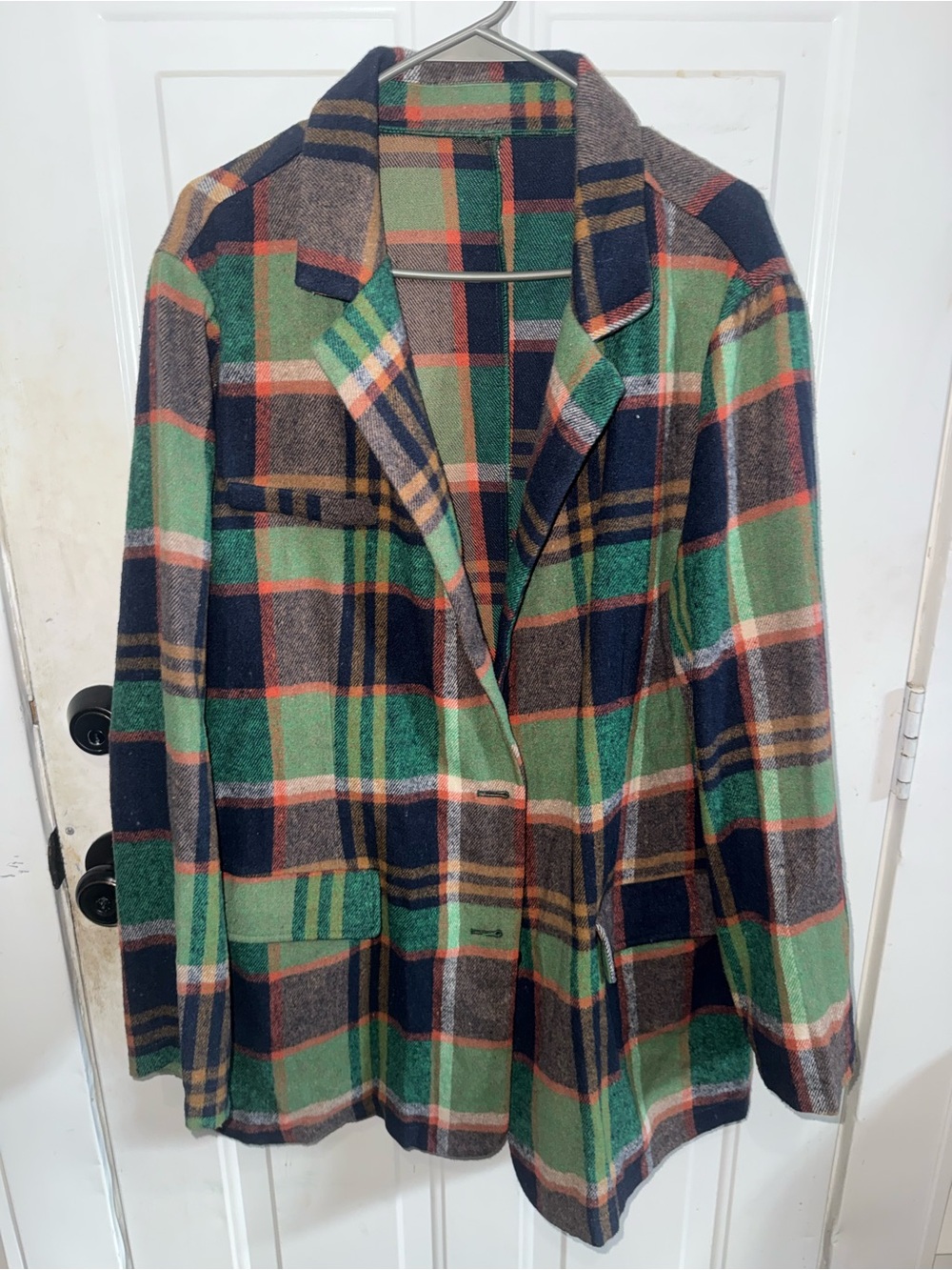 SHEIN Plaid Green Wool-Blend Women's Coat Jacket